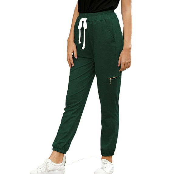 cfhntfmh Workout Pants for Women Casual Fall Elastic Waisted Jogger Pants Athletic Drawstring Cinch Bottoms Pants with Pockets