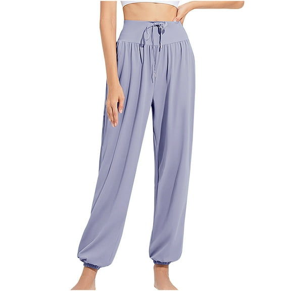 cfhntfmh Workout Pants for Women Soft Stretch High Elastic Waist Baggy Trousers Athletic Fitness Yoga Jogger Pants with Pockets