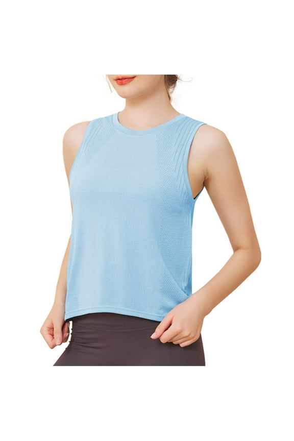 Workout Tops for Women Seamless Scoop Neck Sleeveless Loose Tank Shirts Athletic Sport Running Outfits