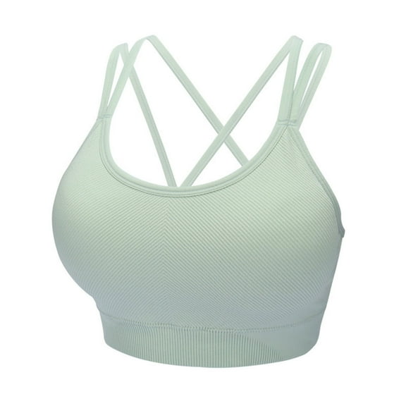 cfhntfmh Yoga Bras for Women Seamless Wirefree High Impact Ribbed Bralettes Back Cross Strappy Athletic Workout Bras
