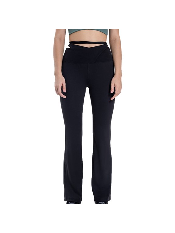 Yoga Pants for Women Comfy Fashion Elastic Waist Cross Strap Bootcut Pants Lounge Wide Leg Slim Bell Bottoms Pants