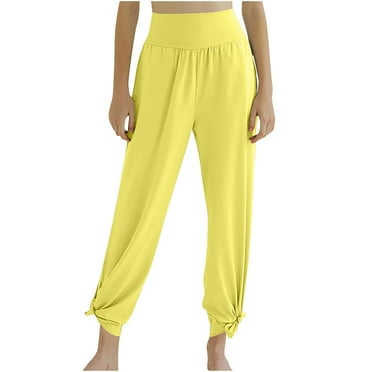 cfhntfmh Yoga Pants for Women Comfy High Waist Solid Color Jogger Trousers Fashion Side Knot Workout Pants