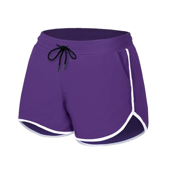 cfhntfmh Yoga Shorts for Women Sport Elastic Waist Comfy Shorts Color Block Stretchy Running Workout Shorts with Pockets