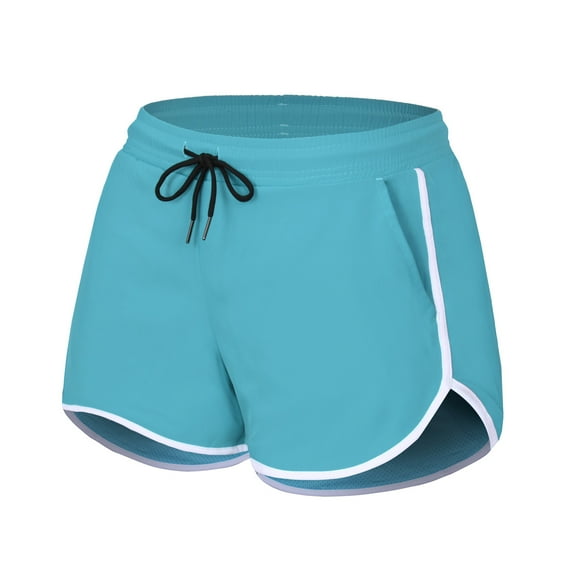 cfhntfmh Yoga Shorts for Women Sport Elastic Waist Comfy Shorts Color Block Stretchy Running Workout Shorts with Pockets