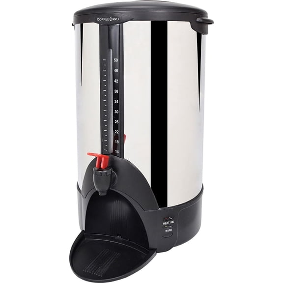 Coffee Pro Cp50 Urn/Coffeemaker, 50-Cups, 12-Inch X Inch X22-Inch, Stainless Steel