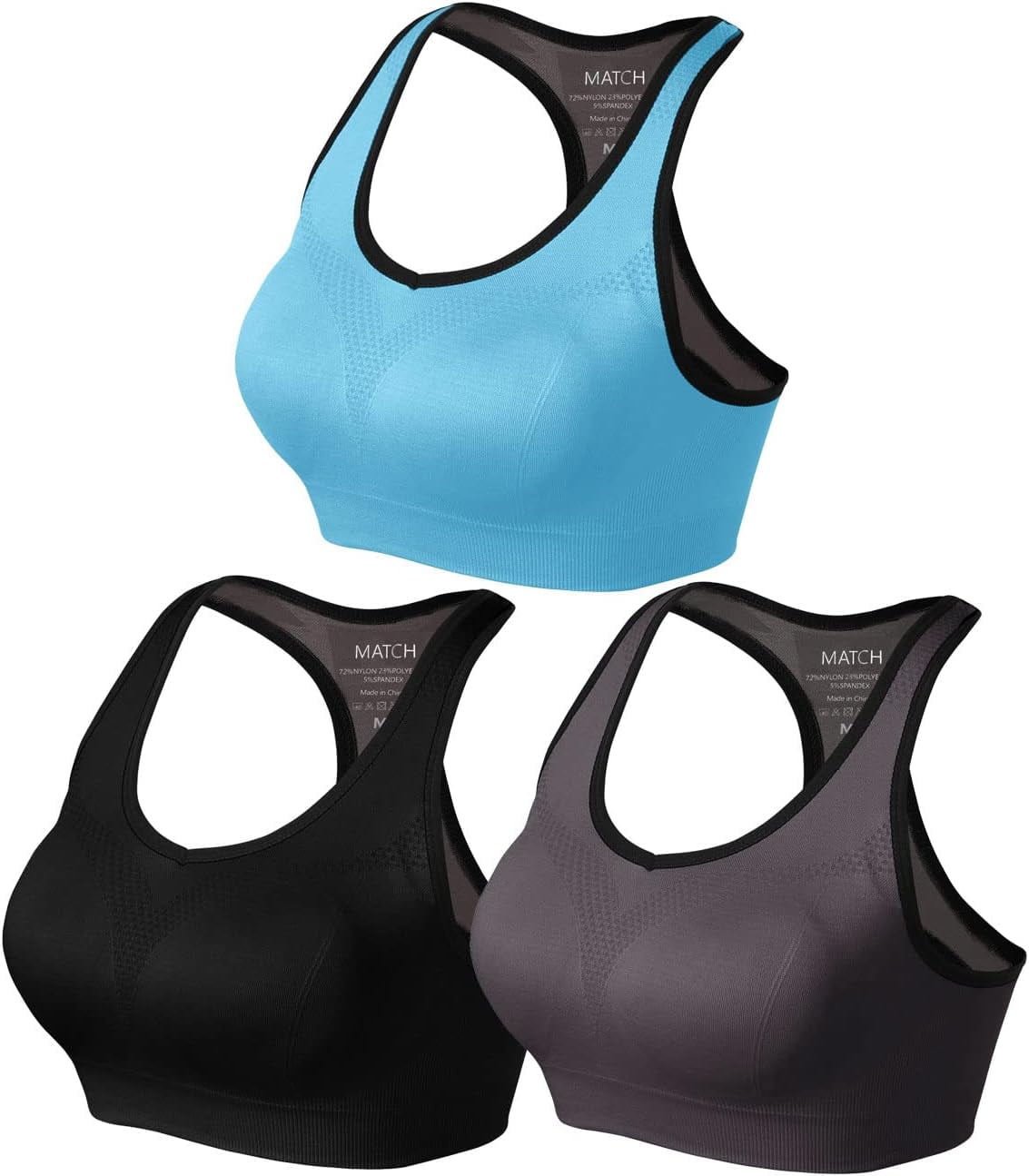 ch Womens Sports Bra Wirefree Seamless Padded Racerback Yoga Bra for