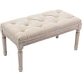thumbnail image 1 of chairus Fabric Entryway Bench with Button Tufted Seat and Rustic Wood Legs, Vintage Bedroom Bench End of Bed, Padded Extra Seating Bench for Living Room Office Studio Hallway, Beige, 1 of 8