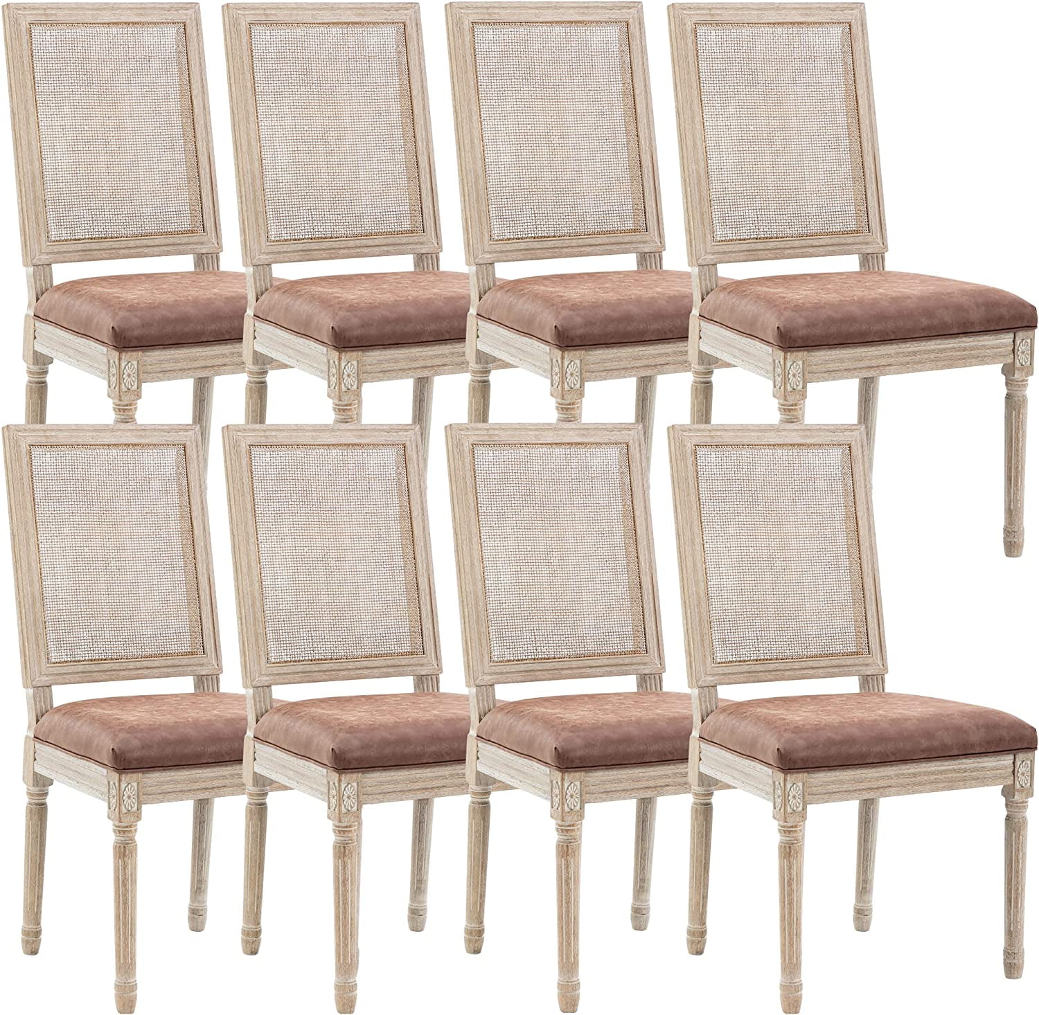 chairus Farmhouse Dining Chairs Set of 2, Round Rattan Back French Country Dining Room Chairs ...