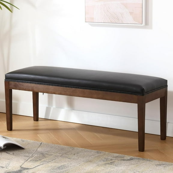 chairus Linen Upholstered Entryway Bench Dining Table Benches Farmhouse Shoe Bench Seat for Hallway Bedroom End of Bed Vintage 45.5" Wooden Leg Benches for Kitchen Restaurant Window, Charcoal