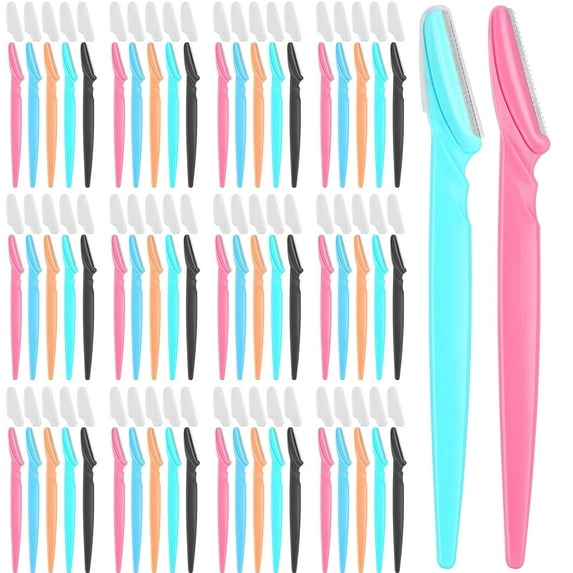 chalian - 100 Pcs Eyebrow and Face Razors for Women and Men, Multi-Color Facial Shavers with Protective Covers, Safe for Beginners