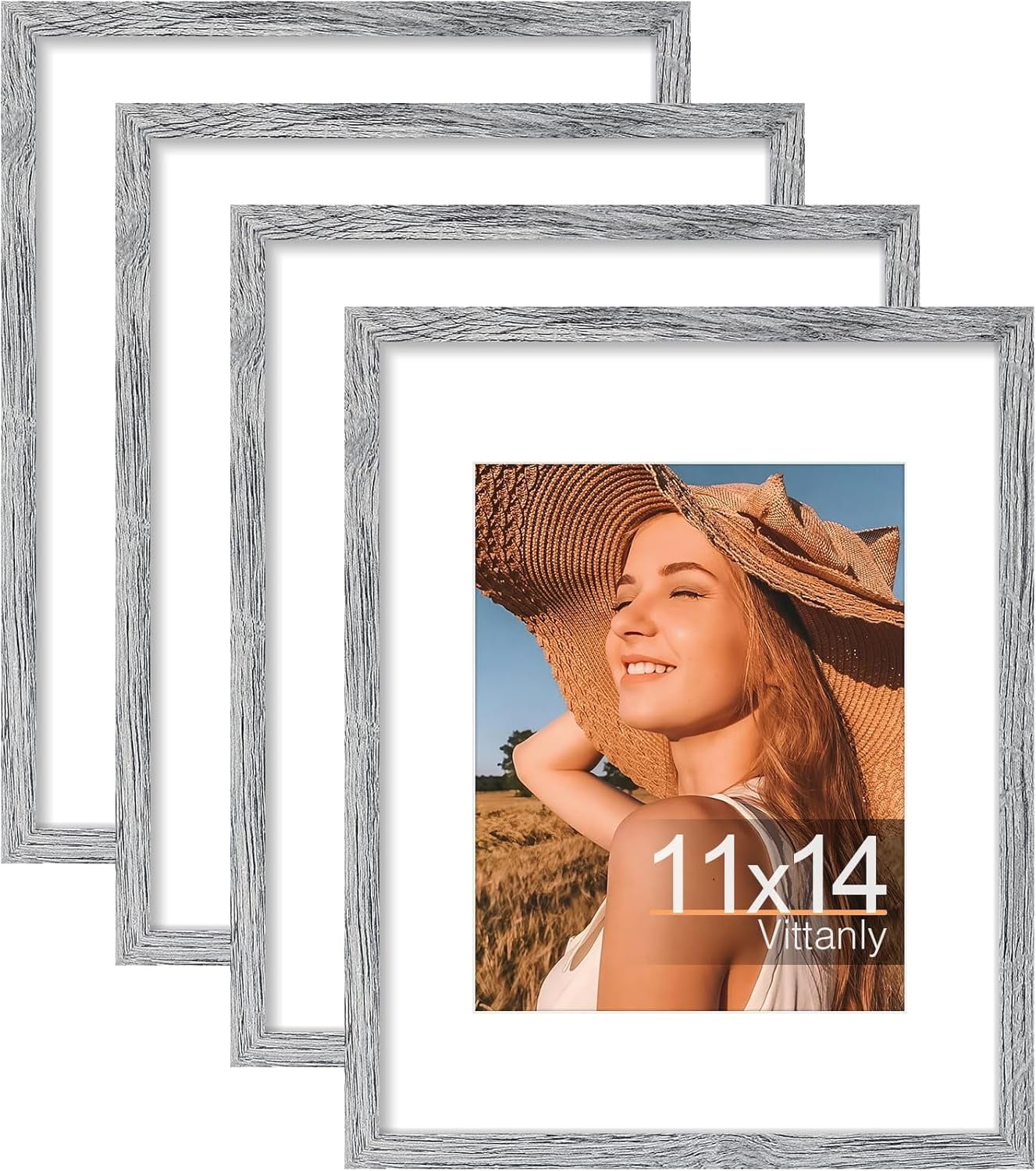 chalian 11x14 Picture Frame Set of 4, Display Pictures 8x10 with Mat or ...