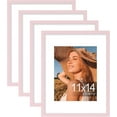 thumbnail image 1 of chalian 11x14 Picture Frame Set of 4, Display Pictures 8x10 with Mat or 11x14 without Mat, Gallery Wall Frame Set for Wall or Tabletop, Engineered Wood with Shatter Resistant Plexiglass, Pink, 1 of 16