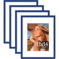 thumbnail image 1 of chalian 11x14 Picture Frame Set of 4, Display Pictures 8x10 with Mat or 11x14 without Mat, Gallery Wall Frame Set for Wall or Tabletop, Engineered Wood with Shatter Resistant Plexiglass, Blue, 1 of 17