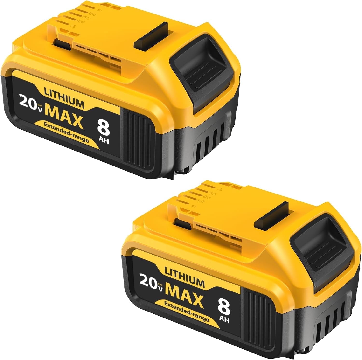 chalian 2-Pack 8000mAh 20V Max Lithium-ion Batteries for Dewalt - Replaces DCB201, DCB200, DCB205, DCB206, DCB207 - Seamless Compatibility with Dewalt 20V Max Battery Cordless Power Tools & Chargers