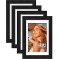 thumbnail image 1 of chalian 4x6 Picture Frame Set of 4, Display Pictures 3.5x5 with Mat or 4x6 without Mat, Engineered Wood with Shatter Resistant Plexiglass, Small Photo Frames for Wall or Tabletop Display, Black, 1 of 15