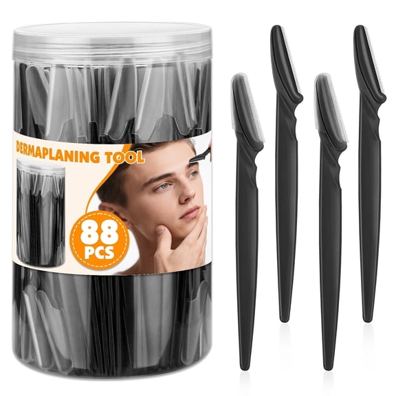 chalian - 88 Pcs Eyebrow Razors & Face Razors for Women in Storage Jar – Black Color Dermaplane Razor for Women Face & Men, Safe Face Shaver with Protective Covers