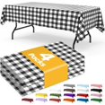 thumbnail image 1 of chalian - Black Checkered Plastic Table Cloth - 4 Pack 54" × 108" Rectangle Disposable Tablecloths for 6FT Tables, Waterproof Table Cover for Party, Holiday & Gathering Use, 1 of 8