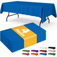 thumbnail image 1 of chalian - Blue Plastic Table Cloth - 4 Pack 54" × 108" Rectangle Disposable Tablecloths for 6FT Tables, Waterproof Table Cover for Party, Holiday & Gathering Use, 1 of 9