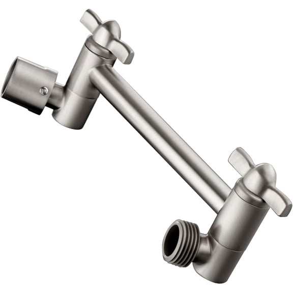 chalian Brass Shower Arm Extender for Rain and Handheld Shower Head, 5 Inch Universal Shower Head Extension Arm, Height & Angle Adjustable, Brushed Nickel