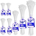thumbnail image 1 of chalian - Cable Zip Ties,600 Piece Self-Locking Nylon CableTies,Assorted Sizes 4+6+8+10+12-Inch,Multi-Purpose Wire Management Plastic Ties,Perfect for Home,Garden,Office,Travel and Workshop.White, 1 of 8