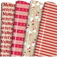 thumbnail image 1 of chalian Christmas Wrapping Paper 12 Sheets Folded 20 x 29 Inches for Kids Adults, 4 Gift Wrap Designs Including Merry Christmas, Snowflakes, Snowmen, Red Stripes, 1 of 15