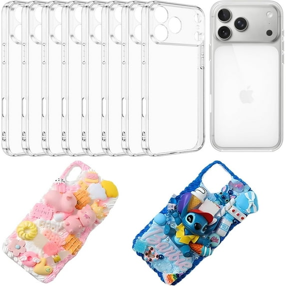 chalian - DIY Phone Junk Case for iPhone, 10 Pack Clear Cases, Crystal Transparent Junk Case Supplies (for iPhone 17 Pro Max)