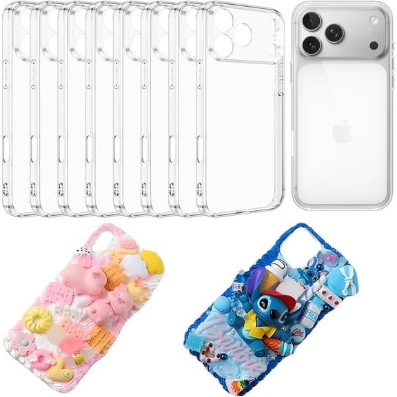chalian - DIY Phone Junk Case for iPhone, 10 Pack Clear Cases, Crystal Transparent Junk Case Supplies (for iPhone 17 Pro Max)
