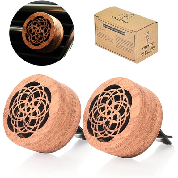 chalian-Essential Oil Car Diffuser, 2 PCS Car Aromatherapy Wood Diffuser with Vent Clip