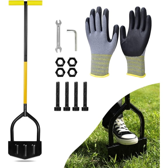 chalian - Half Moon Edger Lawn Tool, 41.7 Heavy Duty Manual Steel Blade with T-Grip Handle, Foot Plate for Effortless Garden & Sidewalk Edging