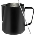 thumbnail image 1 of chalian-Milk Frothing Pitcher, 20oz Milk Frother Cup with Clear Scale, 304 Stainless Steel Cappuccino Espresso Machine Accessories for Barista Coffee Bar with Latte Art Pen, Black, 1 of 13