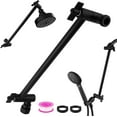 thumbnail image 1 of chalian Rain Shower Head Extension 12 Inch Adjustable Rain Shower Head Extension Arm Stainless Steel Shower Head Holder G1/2 Universal Connector Compatible (Matte Black), 1 of 14