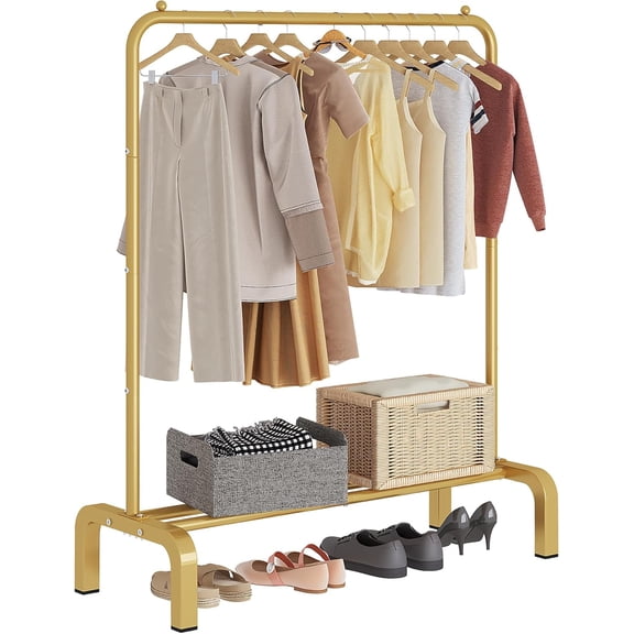 chalian-Standard Clothes Clothing Garment Rack with Storage Shelves Clothes Organizer for Hanging Clothes Coat Jacket Shirt Sweater Jeans Gold