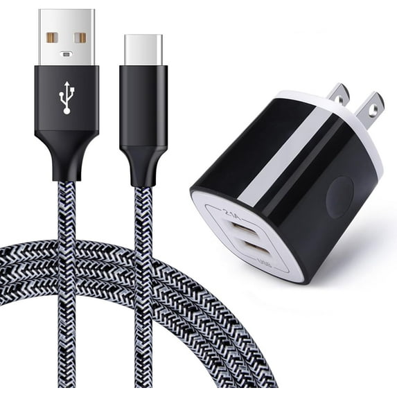 chalian-USB C , Dual Port 2.1A Charger Block Plug+6ft Type C Fast Charging Cable for Samsung Galaxy S25 S24 S23 S22 S21 S20 Note 20 S10 S9 A07 A17 A56 A16 A25 A35 A55 A15 A54 A14 A13 A23 A53 A32