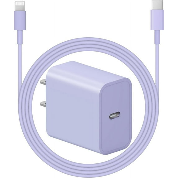 chalian iPhone Charger Super Fast Charging 20W PD Power Wall Charger with 6FT Charging Cable Compatible iPhone 14/14 Pro Max/13/13 Pro Max/12/12 Pro/12 Pro Max/11/11 Pro iPad(Purple)