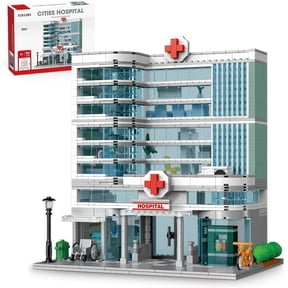 chanbrick City Hospital Building Set with LED Compatible with Lego Architecture Decor Gift for Adults 1350 Pcs