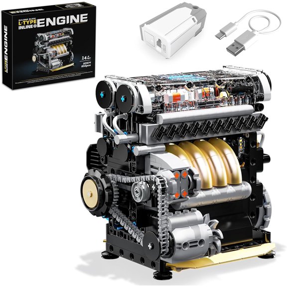 chanbrick Mechanical L4 Engine Model Building Set Compatible with Lego STEM Toy Gift for Adults Teens 853 Pcs