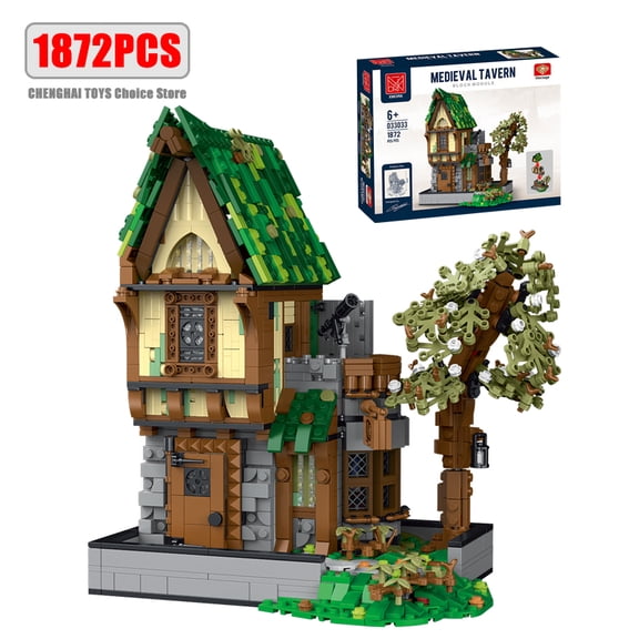 chanbrick Medieval Tavern House Building Set Compatible with Lego Vintage Architecture Decor Gift for Adults 1872 Pcs