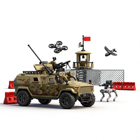 chanbrick Military Observation Post Building Set Compatible with Lego Truck Gift for Adults Boys 352 Pcs
