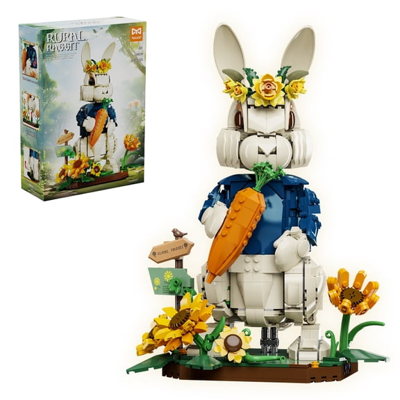 chanbrick Rural Rabbit Flower Building Set Compatible with Lego Animal Decor Gift for Adults 1258Pcs