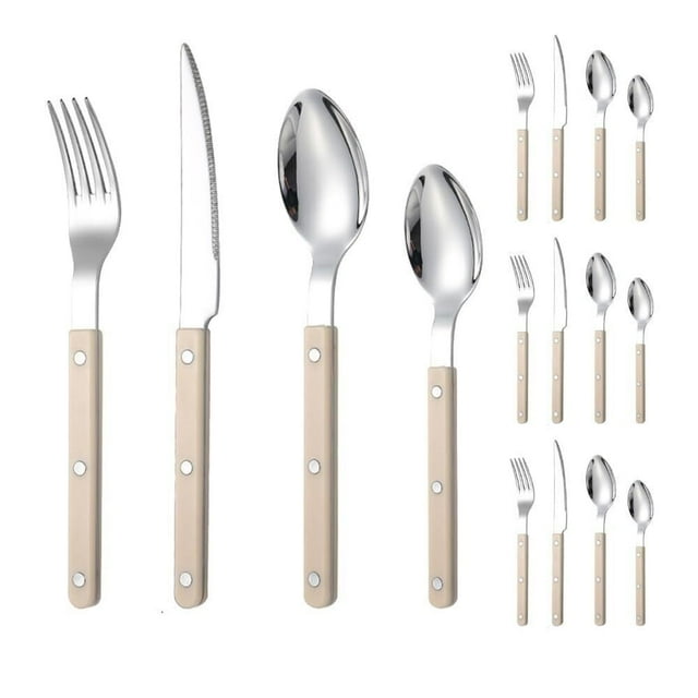 changqing xie Rivet ABS Clamp Handle Kitchen Stainless Steel Silverware Tableware Flatware Cutlery Set Steak Knife Fork Spoon Teaspoon Western Tableware Butter Knife Set
