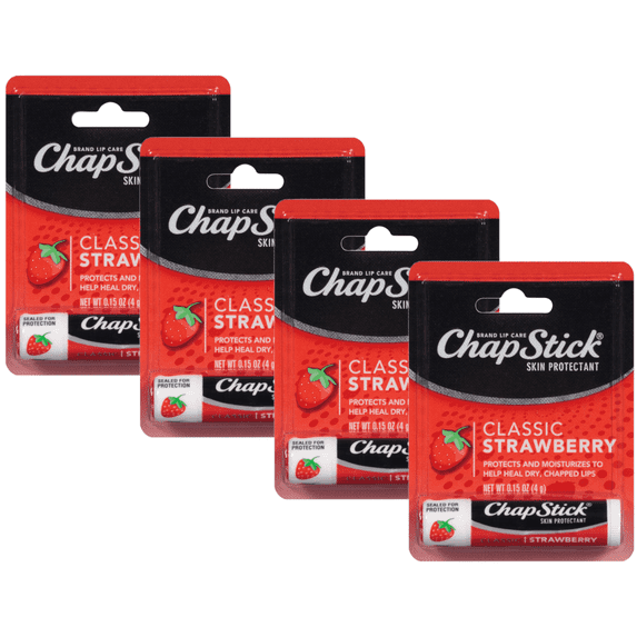 chapstick classic, strawberry flavor, 0.15 oz (pack of 4)