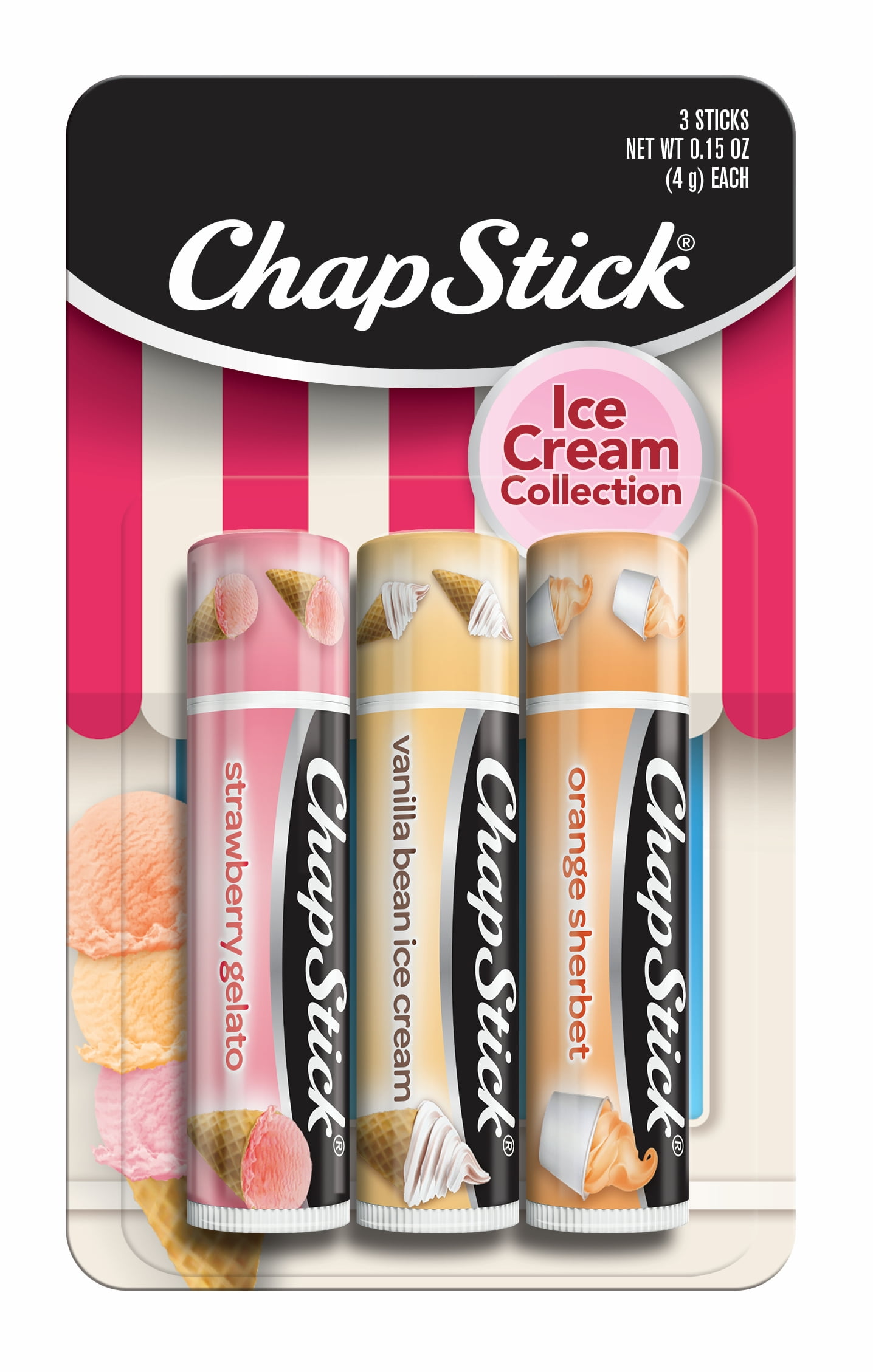ブイスリーブイスティックシークリーム ChapStick Ice Cream Collection Lip Balm Lip Care, Moisturizer
