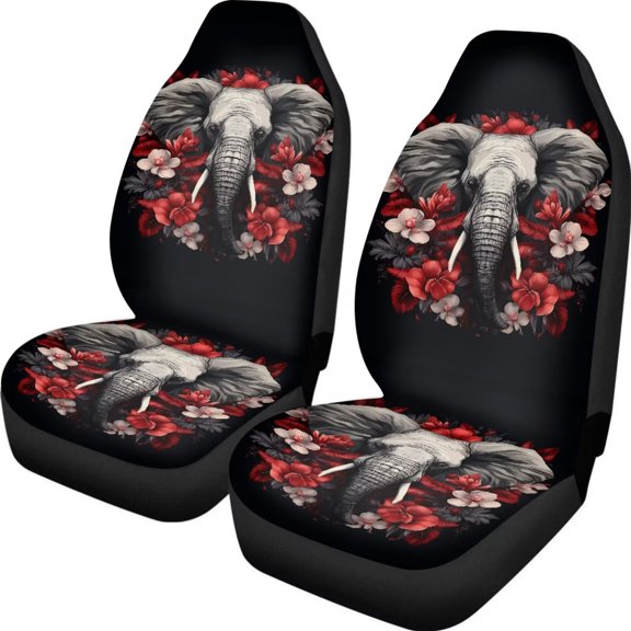 chaqlin 2 PCS Car Seat Covers for Women Men Elephant Front Seat Protector Universal Fit Vehicle Seat Cushion Covers for Sedan,Vans,Trucks