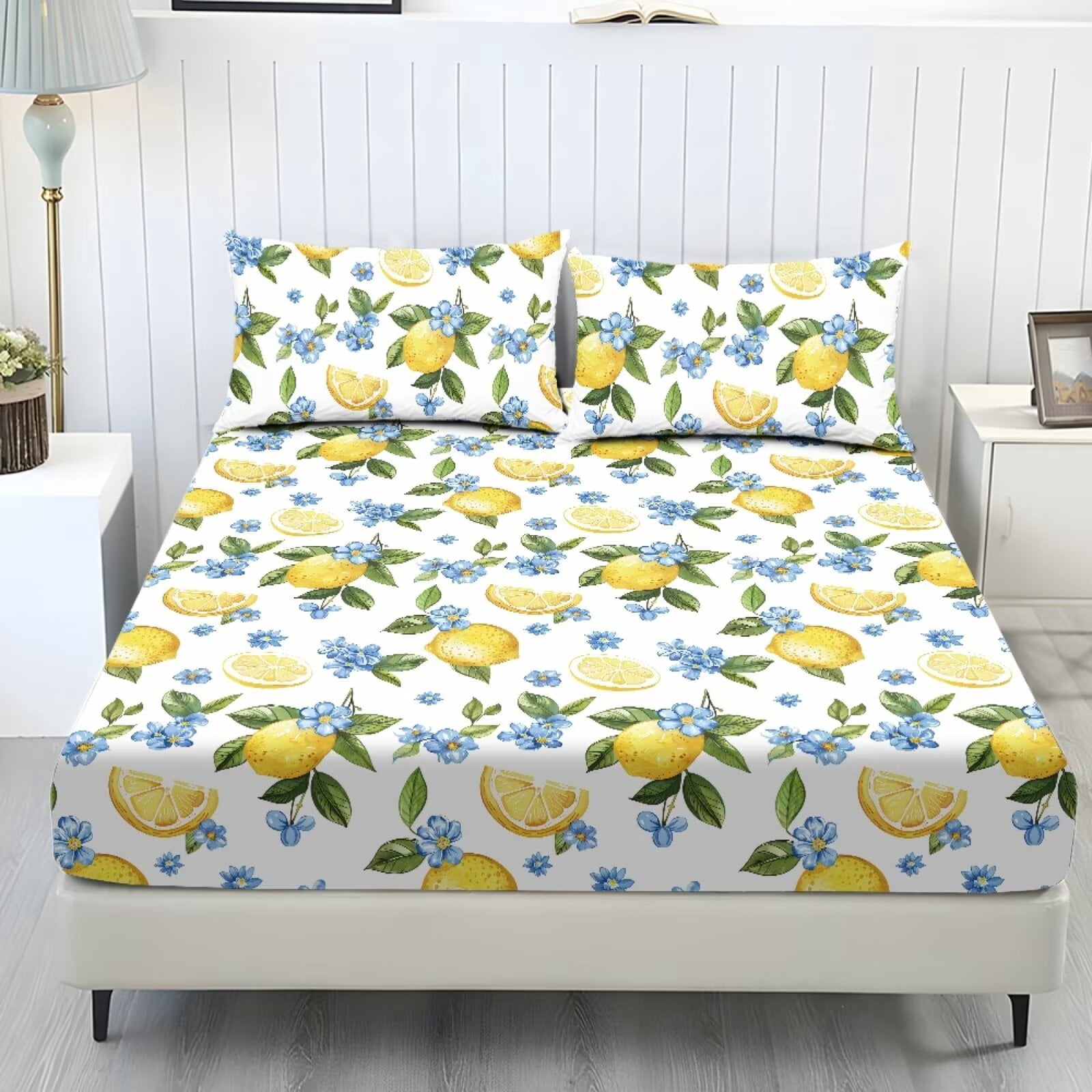 chaqlin 3 Piece Lemon Pattern Bedding Cover 3 Piece Bed Sheet Cover ...