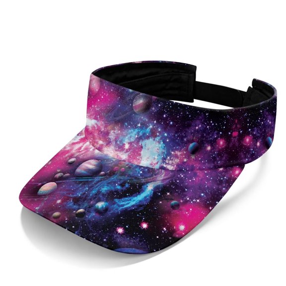 chaqlin Adjustable Sun Caps for Men Women Purple Galaxy Planet Print Sport Sun Visor Hats for Golf Baseball Stylish Hat Outdoor Activities