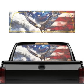 chaqlin American Eagle Flag Truck Back Window Decals Perforated Wrap Universal Rear Window Sticker Fits Most Pickup Trucks SUV