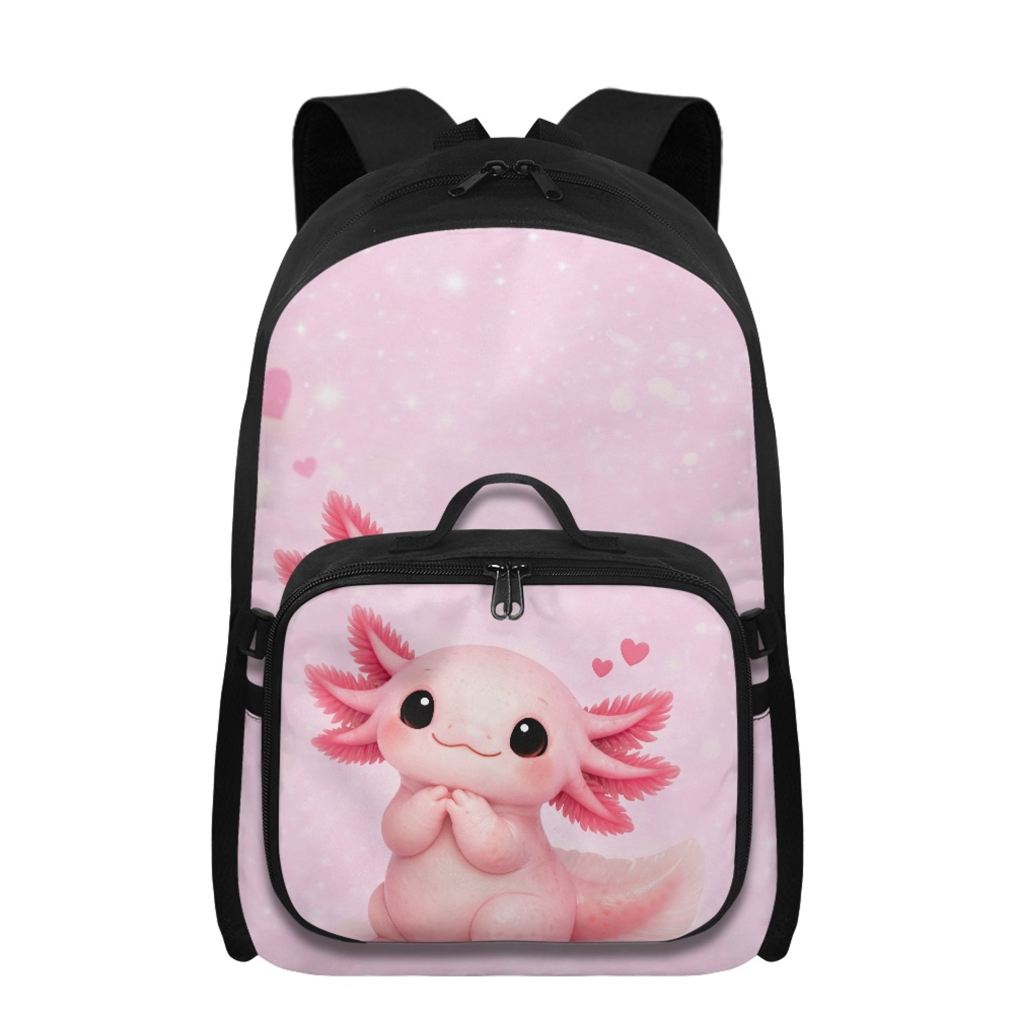 chaqlin Axolotl Backpack with Lunch Box for Boys, Lightweight School