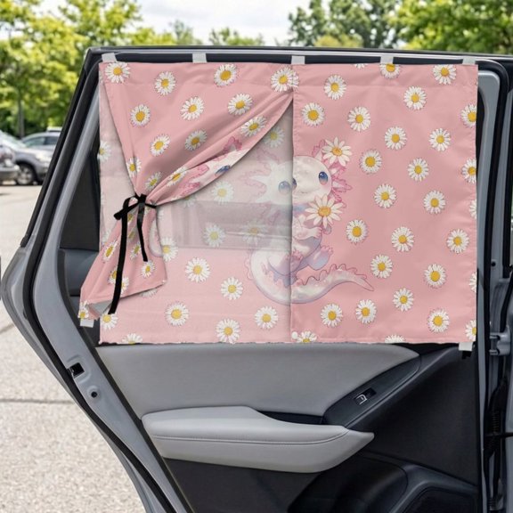chaqlin Axolotl Daisy Car Shades for Side Window 1PCS Double Layer Car Curtains Privacy Protection Block UV & Heat Side Baby Window Shades for Car Camping Travel Baby Safety and Daily Use