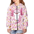 thumbnail image 1 of chaqlin Axolotl Hoodies for Girls 6-7 Cute Zipper Sweatshirts Hooded Daisy Print Long Sleeve Hooded Coat Kids School Jacket with Pockets, 1 of 6