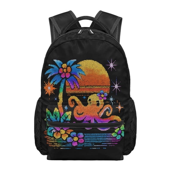 chaqlin Black Sunset Octopus Kids Backpack for Girls Large Capacity ...